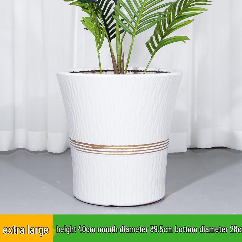 Large Ceramic Flower Pot with Tray for Indoors/Outdoors, Suitable for Succulents & Green Plants