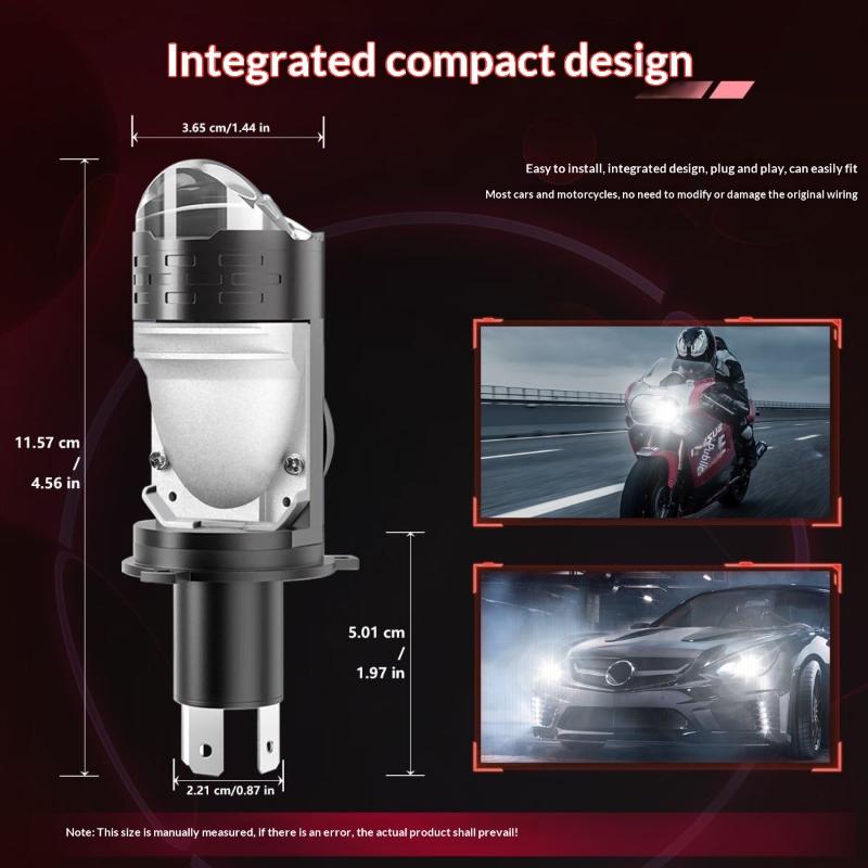 H4 Bi LED Projector Headlight Bulbs Mini Lens Canbus Turbo Cooling 120W Plug and Play for SUV Truck Headlight Replace