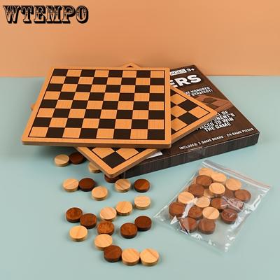 WTEMPO 1PC International Chess Board Game Jumping Chess Pieces Home Chess Board Checkers Black and White Go Gobang Monopoly Game Chess Sets