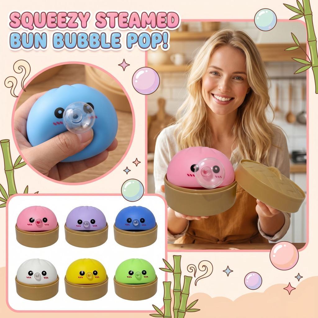 Bao Dumpling Bubble Squeeze Toy In Steamer Box Design Soft Touch Stress Relief Sensory Fidget for Desk Office Home Play
