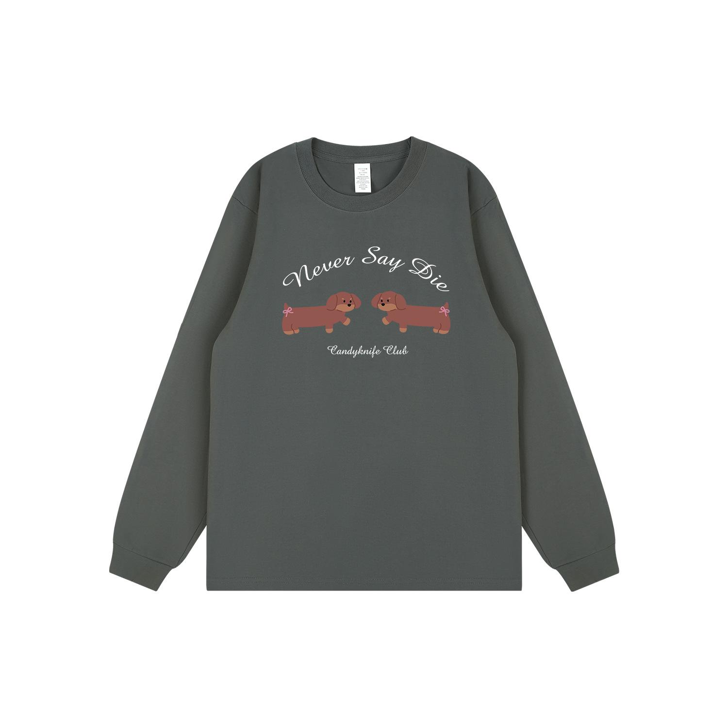 

Fun Cartoon Puppy Print Cotton Long Sleeve T-Shirt - Trendy Bestie Style 2XL