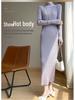 New Autumn/Winter Slimming Knit Dress for Women - Half-High Neck, Figure-Flattering, Long Length Bodycon Skirt