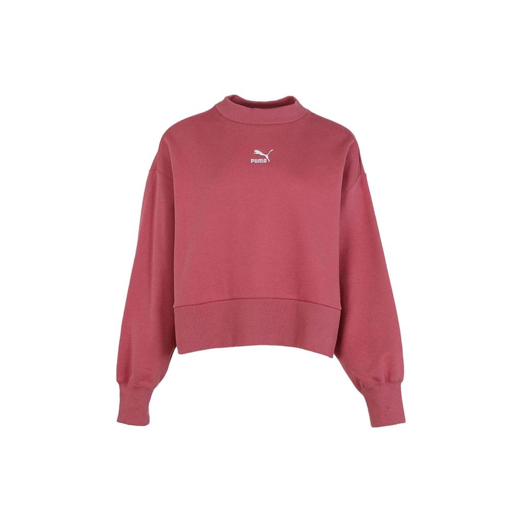 Puma Solid Color Brand Embroidered Logo Print Round Neck Long Sleeve Sweatshirt Women sweatshirt Pink 534370-25