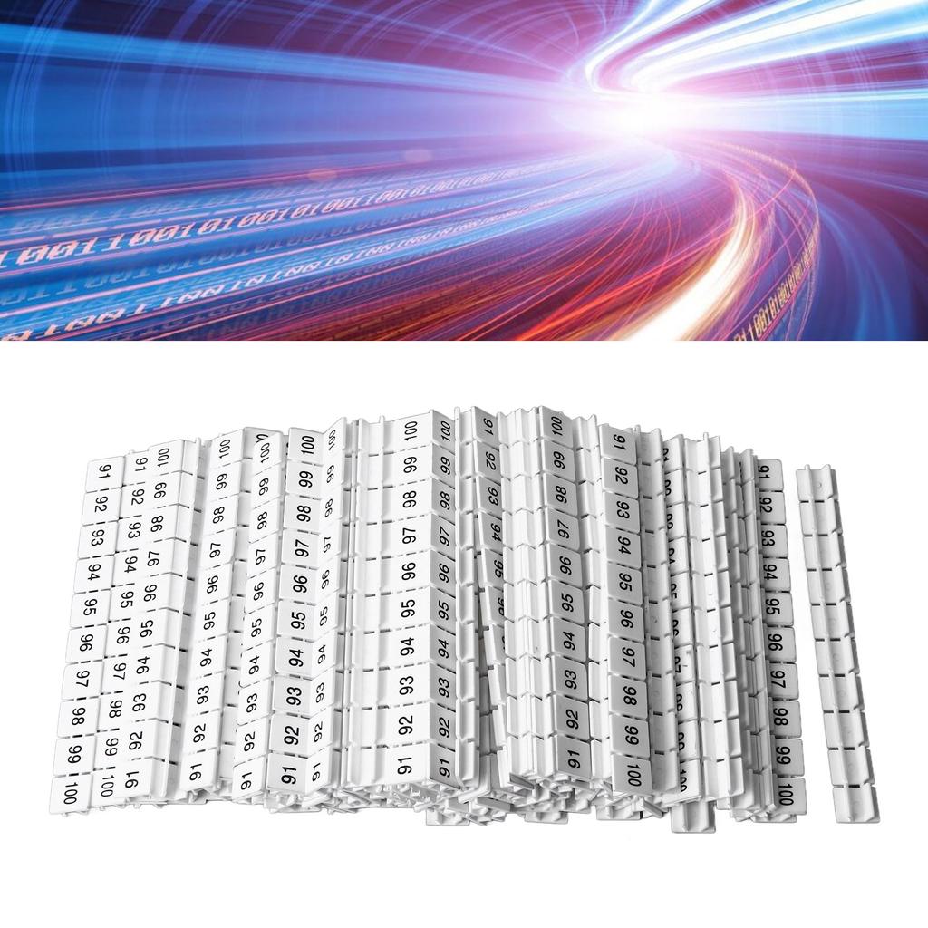 100 buc. Etichete de marcare pentru bloc de borne 91-100 Bandă de marcare pentru etichete de tăiere ușoară din nailon pentru UK10N