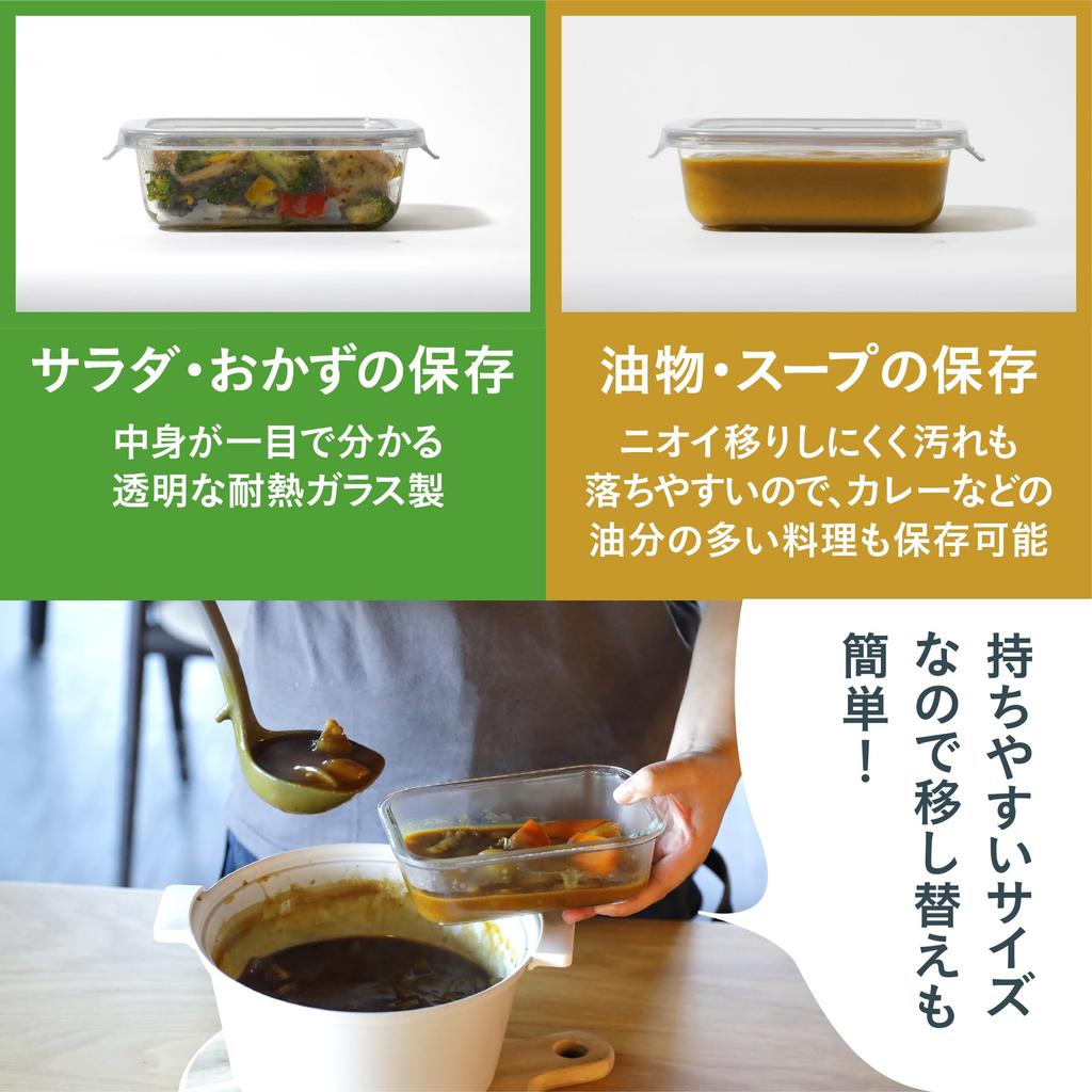 CB Japan Glass Storage Medium Set of Ideal for meal and hot water Heat-Resistant Containers, Size, 640ml, 6. prepping, freezing, microwave,
