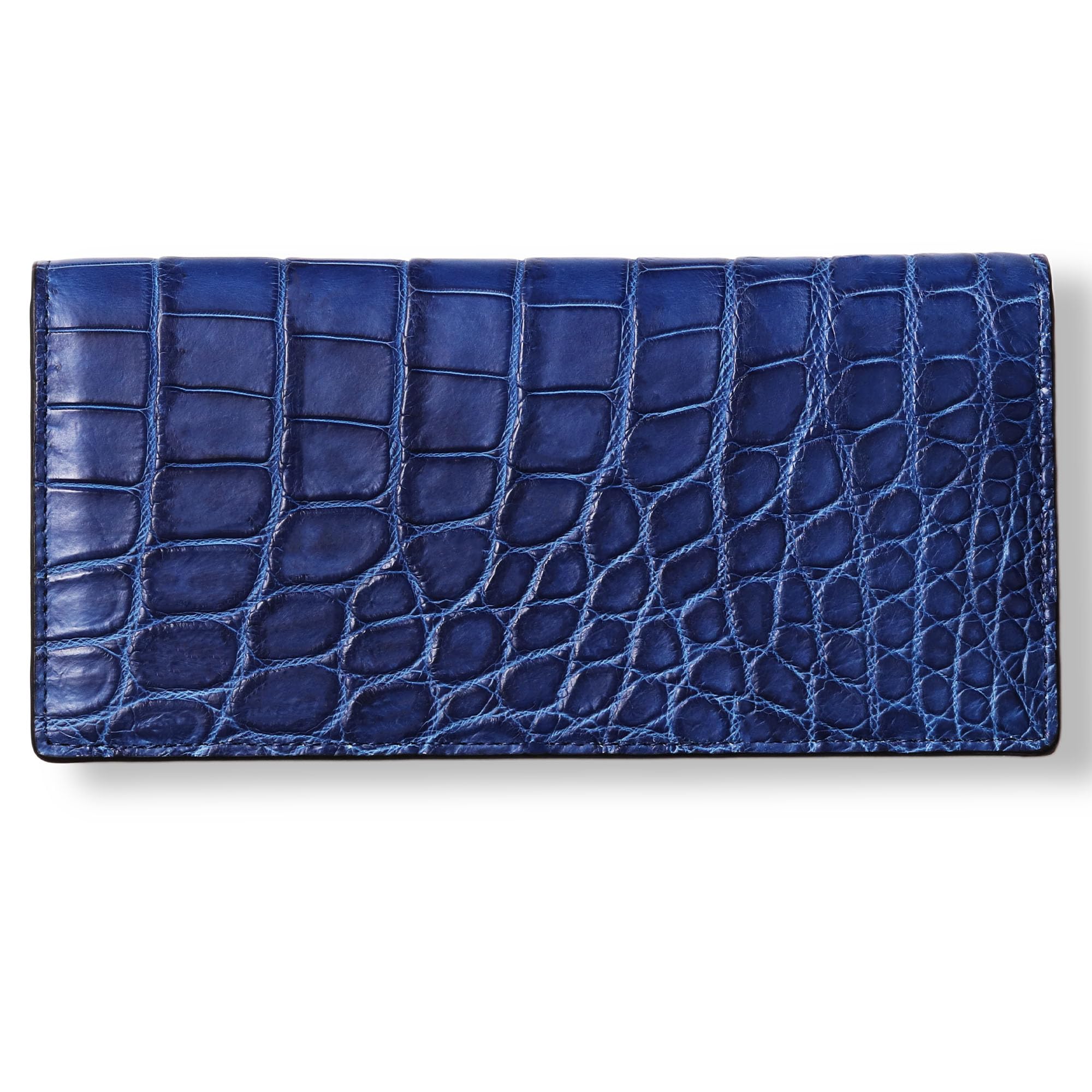 

CLW Crocodile Leather Works Thin-Dipped Long Wallet (Billfold) in Indigo Dyed Blue Crocodile Leather, Made in Japan, Men s Ultra-Thin, Slim-Dipped