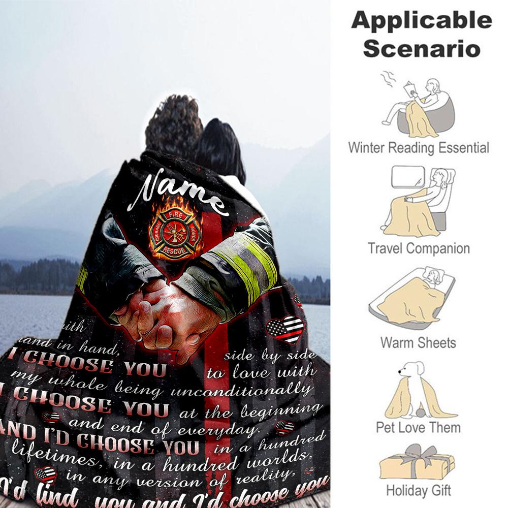 Firefighter Personalized Text Blanket Multi-purpose Customizable Blanket Durable Comfort Suitable for Picnics Bedding Livingroom Chair