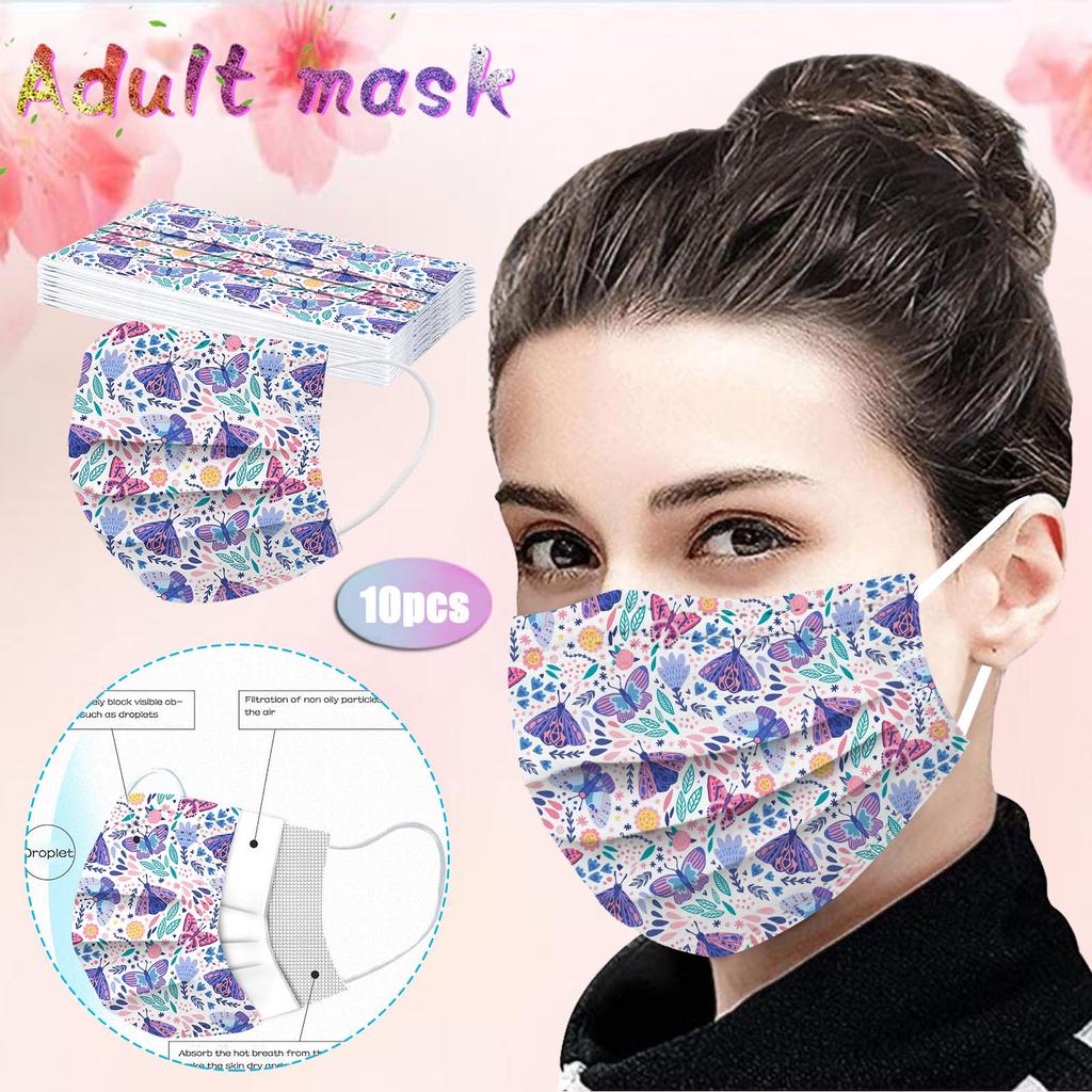 Tek kullanımlık Yüz Unisex Yetişkinler Ekose Baskı 3 Katmanlı 10PCS