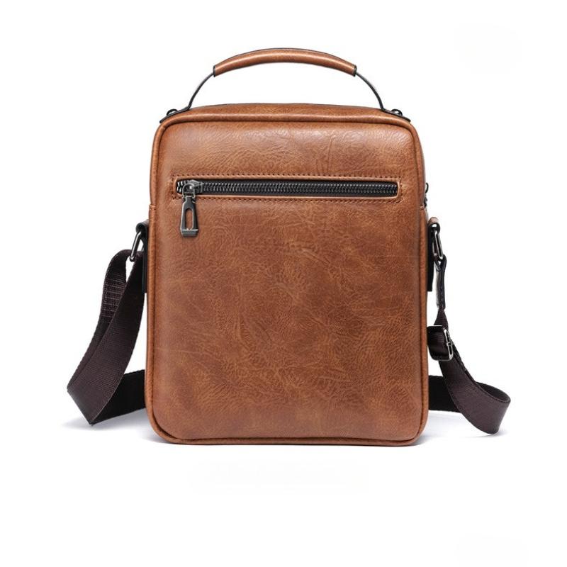 WEIXIER Premium PU-Leder Herren Umhängetaschen Retro Unifarben Einzelne Schultertasche Wasserdicht Lässig Business Crossbody-Taschen für Vatertagsgeschenke