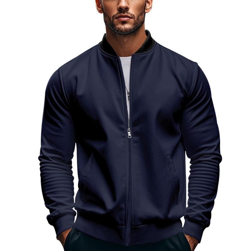 Neue Herbst Herren Stehkragenjacke einfarbig Sport und Freizeit Reißverschluss Langarm Oberteil Herrenmantel
