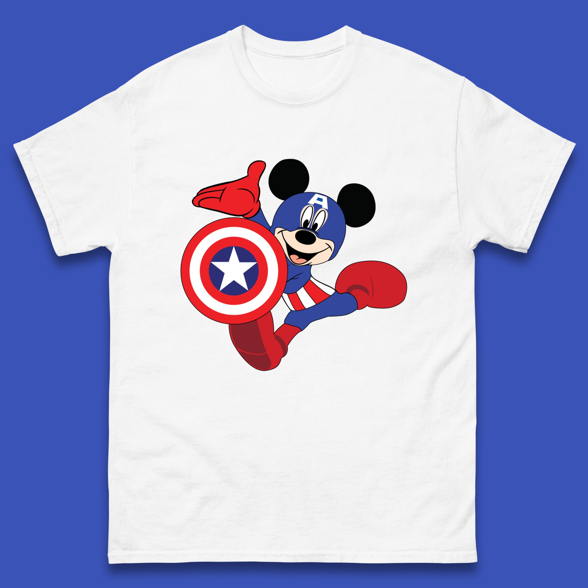Mickey Mouse Wearing Captain America Costume Disney Marvel Avengers Superhero Disney World Marvel Disney Avengers Campus Mens Tee Top XL