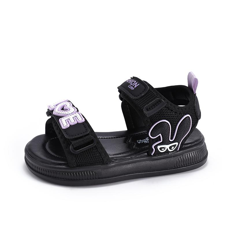 

Girls Cute Rabbit Open-Toe Sandals, Adjustable Strap Non-Slip Summer Shoes for Kids, Breathable Black Dress Casual Sandals 37 фіолетовий