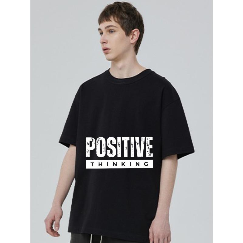 Black T Shirt Positive Thinking Print Casual Wear for Men and Women Streetwear Fashion Statement Top Daily Outfit Choice