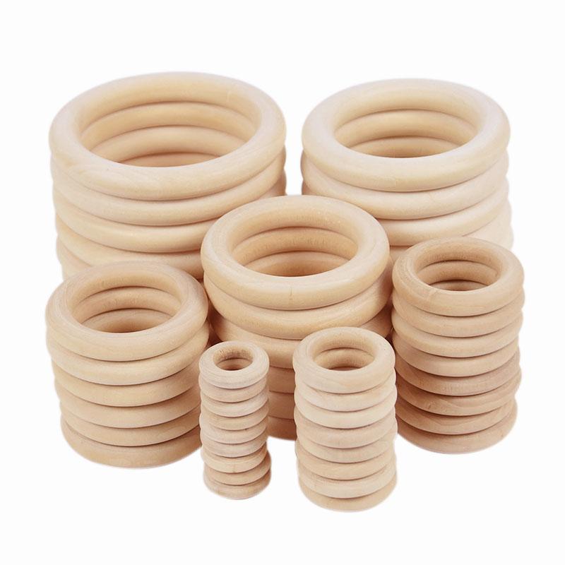 5/10/15/20/25/50pcs 20-80mm Natural Unfinished Wood Circle Rings Macrame DIY Crafts Baby Teething Toys Wooden Hoop Ornaments