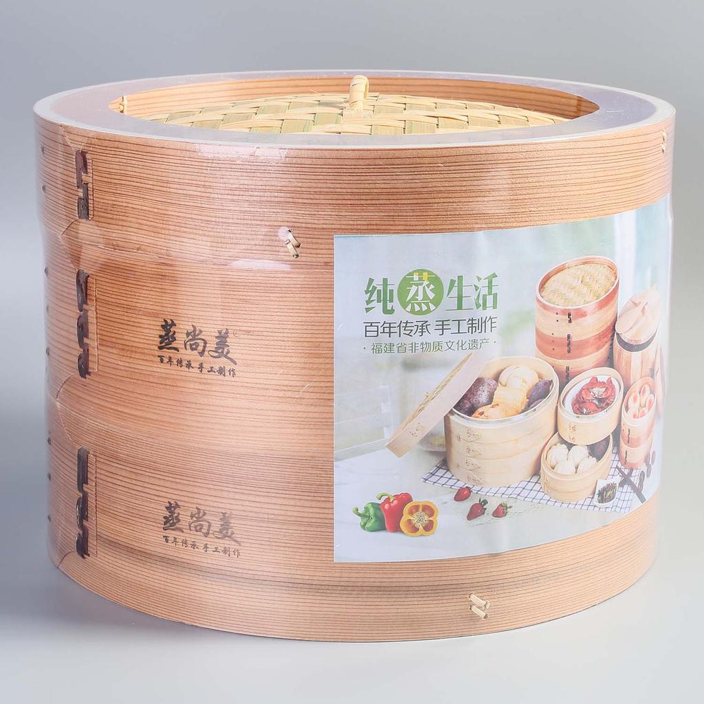 Wooden Cedar Bamboo Steamer Basket Handle 5-6L Capacity Gas Induction Ready for Dumpling Baby Bao Dim Sum Rice Potsticker