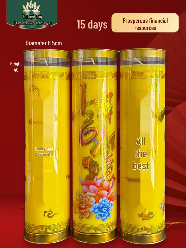 Festive Red Smokeless Candles for New Year, Buddha Offerings & God of Wealth Home Decor.