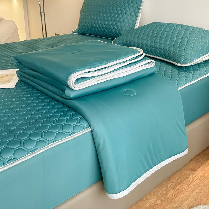 

Летний прохладный коврик для кровати, мягкий тонкий ледяной охлаждающий коврик, наволочка, 3 шт., одиночный двойной спальный летний наматрасник 150x200 Summer quilt