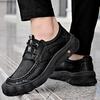Sapatos masculinos de couro genuíno para caminhada, calçados casuais para atividades ao ar livre