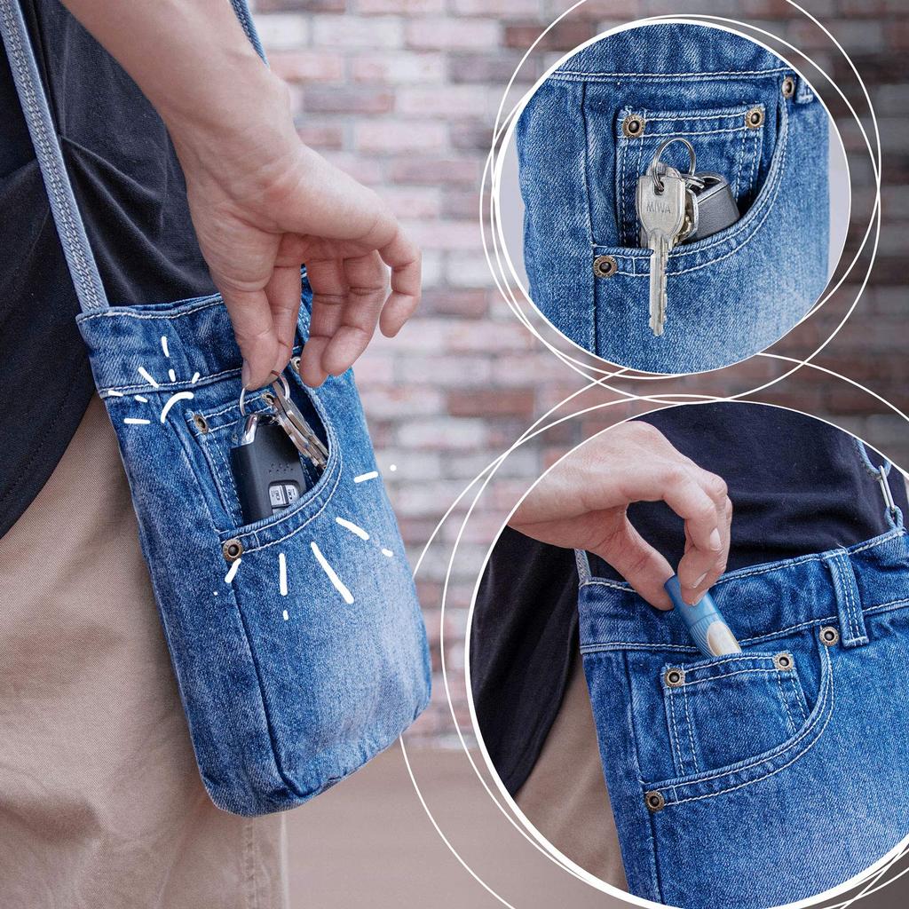 UK Trident Denim Smartphone Shoulder Bag, Women's, Vertical Smartphone Pouch, Lightweight, Crossbody, Popular with Women, Remodeled Style
