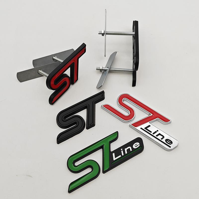 3D Metal Car Stickers STLine ST Logo Front Grille Fender Side Badge Rear Trunk Emblem For Ford Focus Mondeo Explorer Fiesta Edge QY2