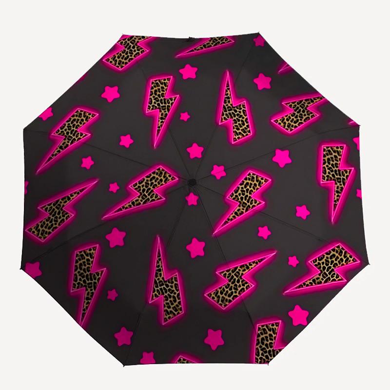 

1pc Leopard Lightning Bolt Folding Umbrella | Elegant Design, Fashionable Accessory, Durable Construction, Sturdy Ribs yy251107025