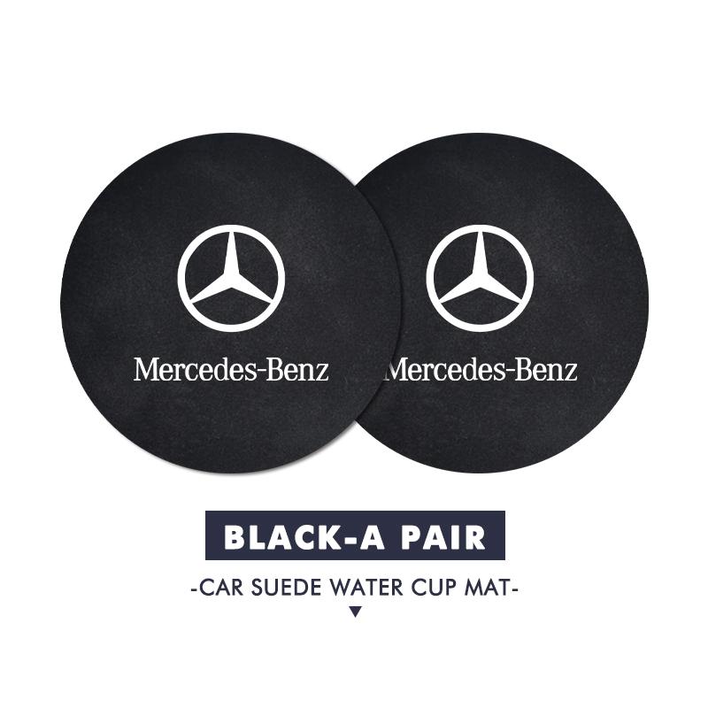 

2pcs Car Coaster Anti-slip Mat Sheepskin Water Cup Holder Pad For Mercedes Benz W202 W212 W126 W140 W168 W177 CLS GLE GLC GLS