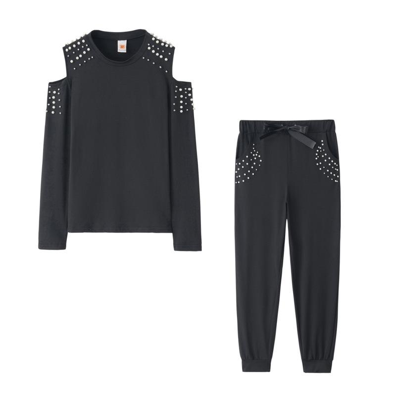Women's Crew Neck Long Sleeve Loose Fit Tracksuit 2 Piece Set Casual Sportswear