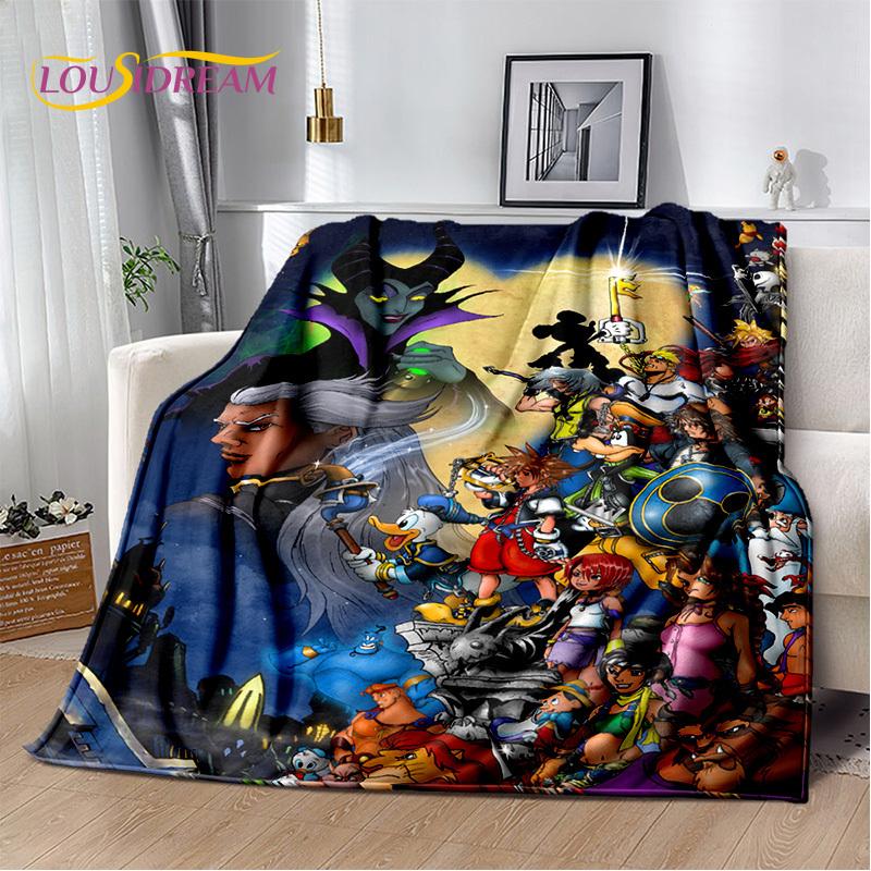 Weiche Plüschdecke mit 3D-Cartoon-Motiv „Kingdom Hearts“, Flanelldecke, Überwurfdecke für Wohnzimmer, Schlafzimmer, Bett, Sofa, Picknick, Kindergeschenk