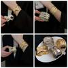 Gold Silver Color Zinc Zinc Alloy Wide Open Bangle Europe American Style Exaggerated Bracelet  Decoration