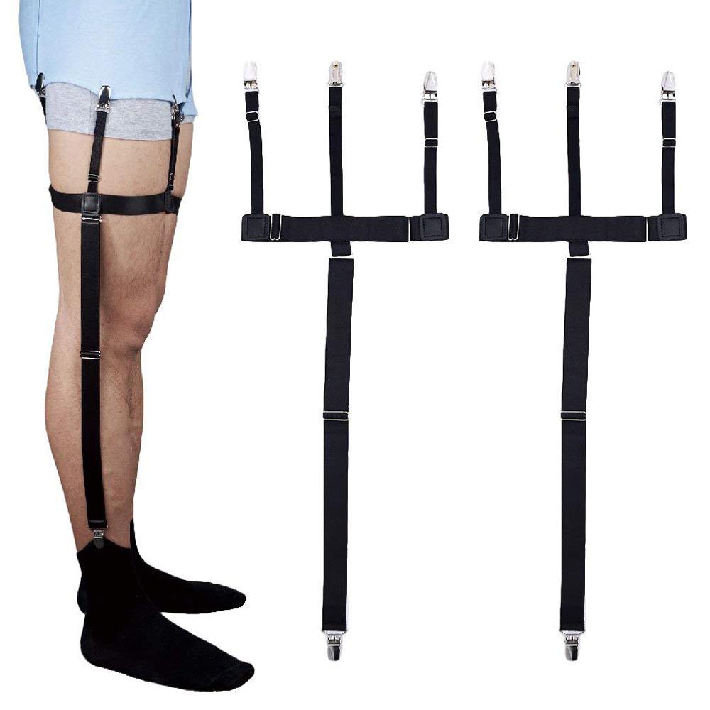 Adjustable Elastic Shirt Stays - 2 Stays 1 Pair Y-Style - Keeps Shirts Tucked In and Socks Staying Up