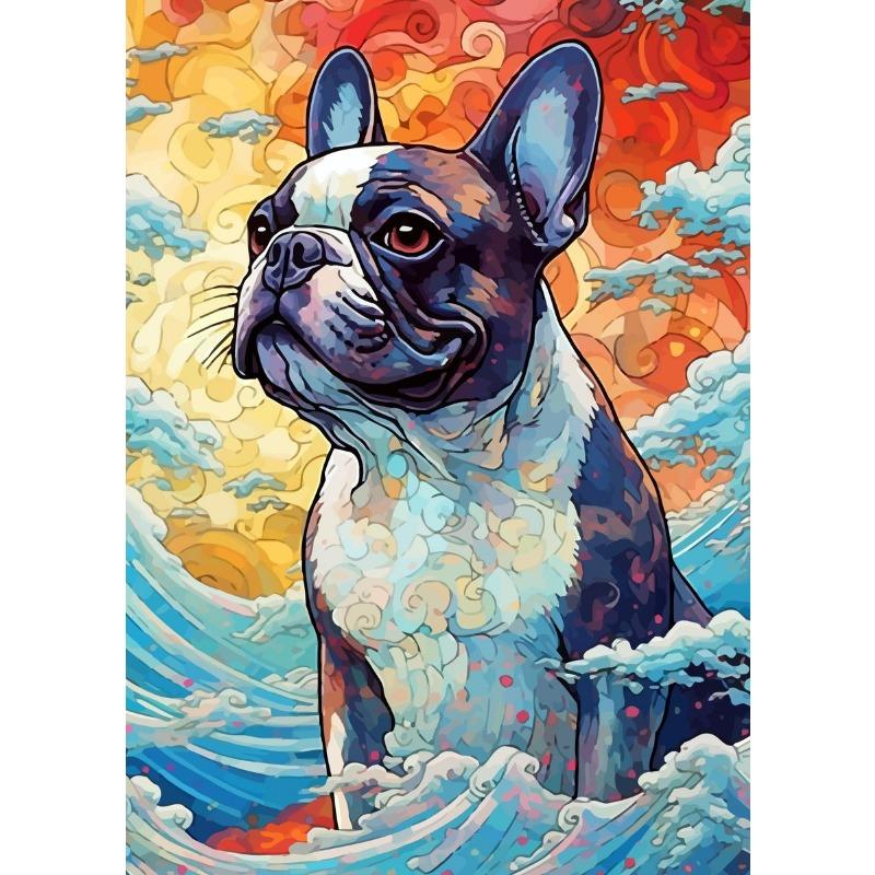 The French Bulldogs Vintage Poster Canvas Prints Ukiyoe Bulldogs Wall Art Decor Aesthetic Prints Dog Home Room Wall Decoration