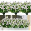 SOMYTING Artificial Azalea Flowers Outdoor 8 Bundles Fake Flowers Faux Plastic Eucalyptus Plants UV Resistant Silk Flower Shrubs for Garden Porch
