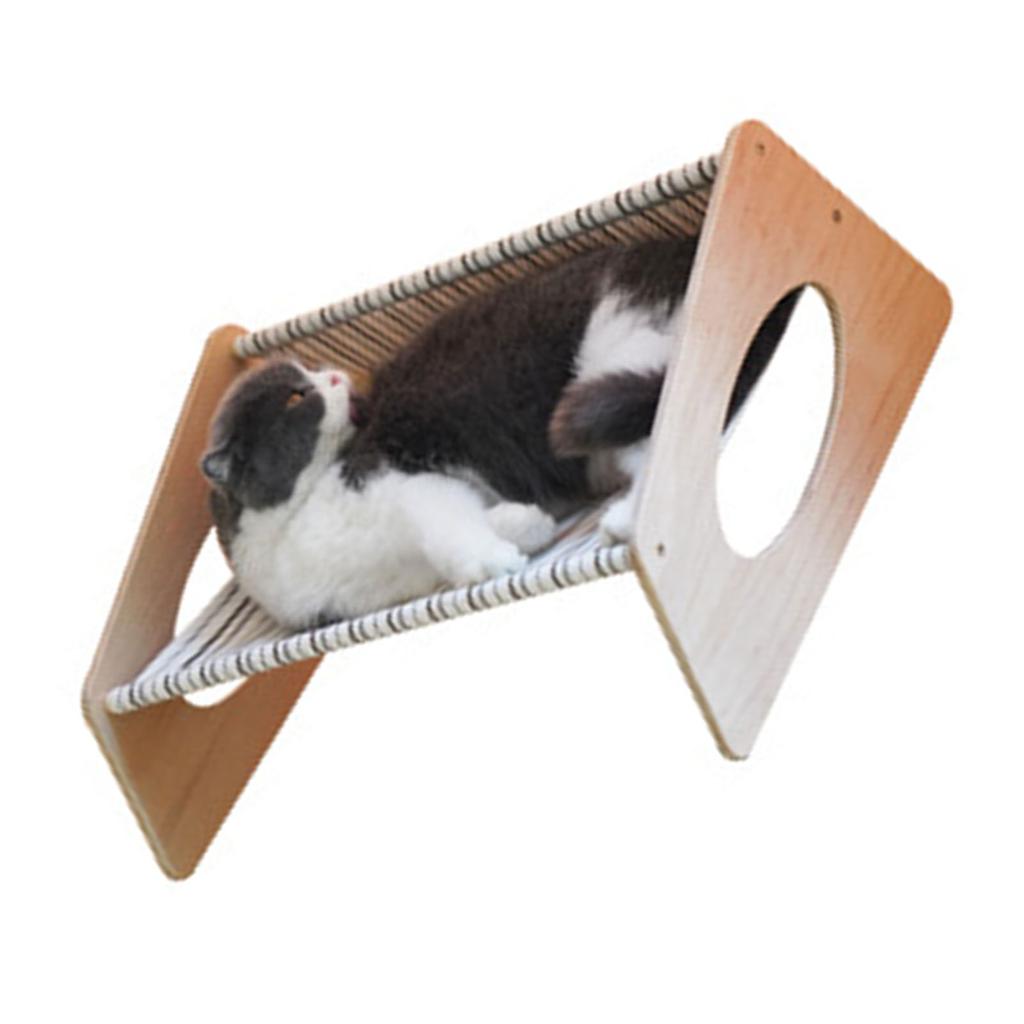 Kočičí houpací síť Střední Prodyšná Pevná Lněná Pohodlná Zvýšená Kočičí Postel pro Vnitřní Pruhovaná