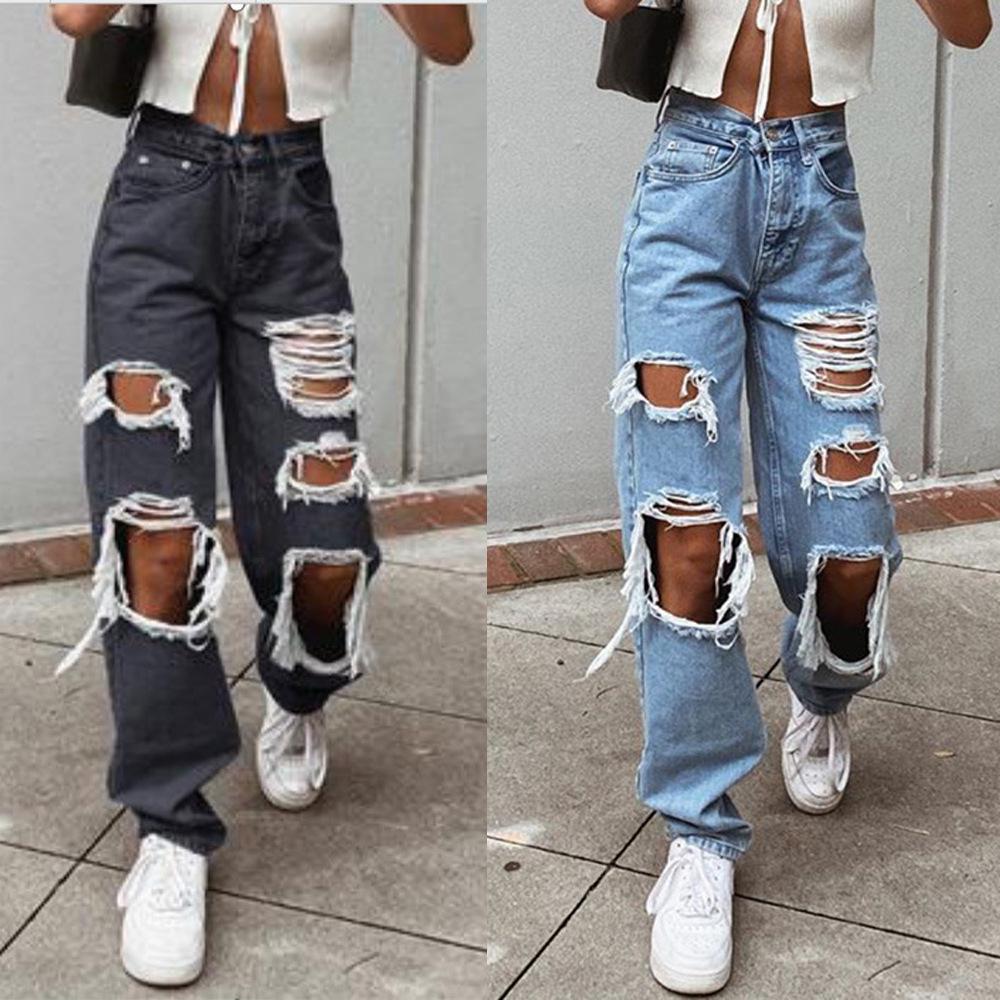 High-Quality Women's Ripped Straight Loose Jeans - European, American, Southeast Asian Styles