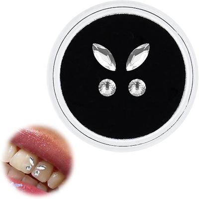 4 adet/kutu Diş Taş Güzellik Diş Elmas Diş Kristal Süsler Diş Mücevherat Dekorasyon Kristal Taş Taklidi Dekor