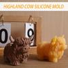 3D Highland Cow Silicone Mold Cute Calf Resin Mold Crafts Candle Mold Food-Grade Mould for Figurines Desktop Home Decoration