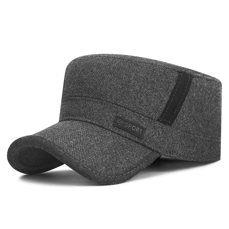 

Зимняя мужская хлопковая шапка бархатная толстая с защитой ушей теплая шапка для среднего и пожилого возраста для улицы холодостойкая плоская шапка серый