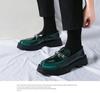 2024 Men's Shiny Patent Leather Loafers with Thick Sole and Height-Boosting Chunky Heel
