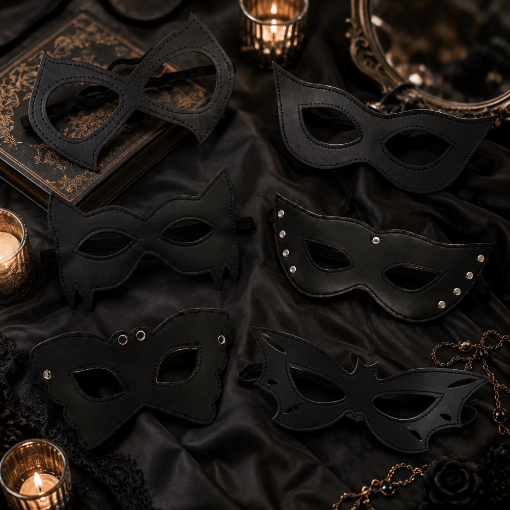 Masquerade PU Leather Mask Gothic Style Cosplay Mask Unisex Half Face Mask  Role Play