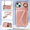 For iPhone 15 Series.for iPhone 15,15 Plus,15 Pro,15 Pro Max Shoulder Strap Rope Ring Bracket Design Card Holder Slots Lichee Pattern Cover Phone Case