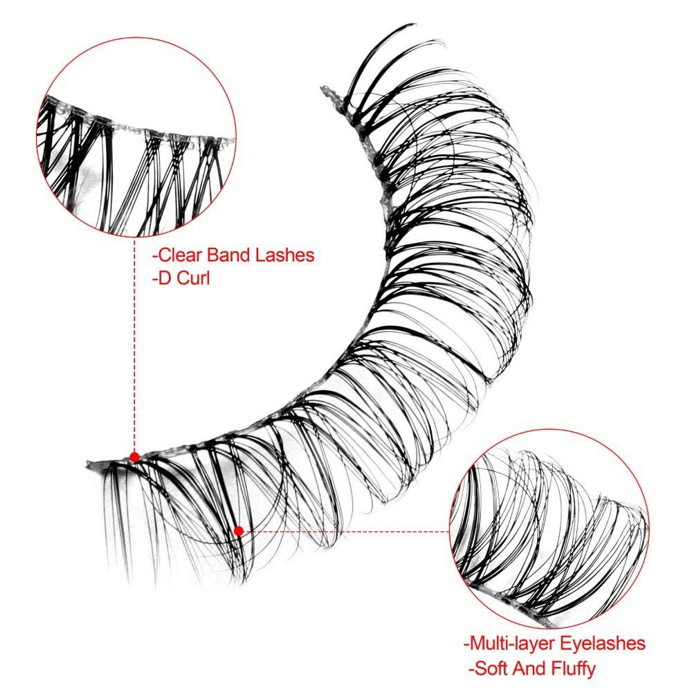 Cat Eye Fluffy False Lashes Eyelash Extension False Eyelashes Clear Band Russian Strip Lashes