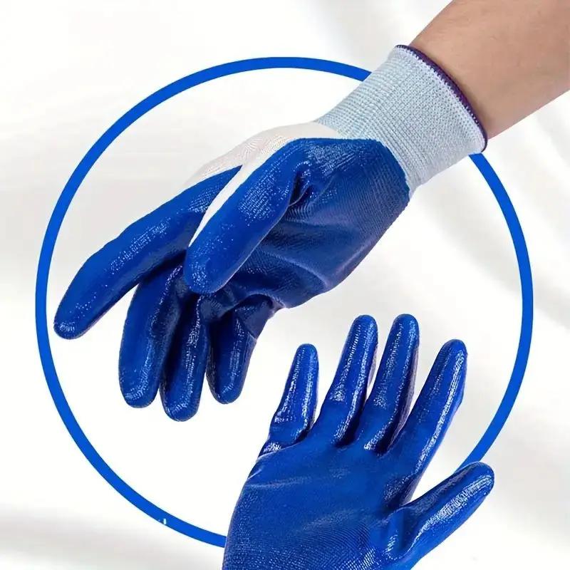 Work Gloves Double Thin Latex Anti Slip and Wear-resistant Work Gloves Rubber Leather with Thick and Thin Gloves Breathable Wear