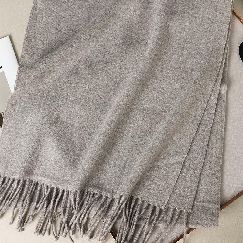 Kaffee Schal für Damen Lange Warme Kaschmirschals Winter Hijab Einfarbig Damen Stola Wickel Weiblich Pashmina Bandana Kopftücher