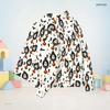 Girls Stand Collar Long Sleeve Jacket Halloween Ghost Bat Print White Casual Top