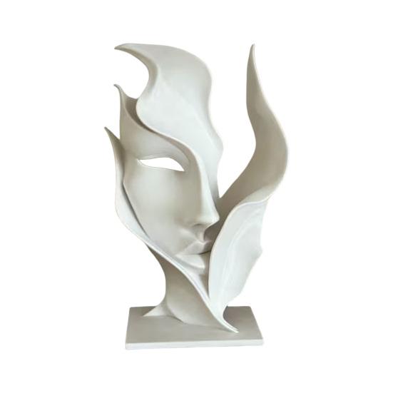 3D Printed Abstract Face Embracing Bust Sculpture Minimalist Art
