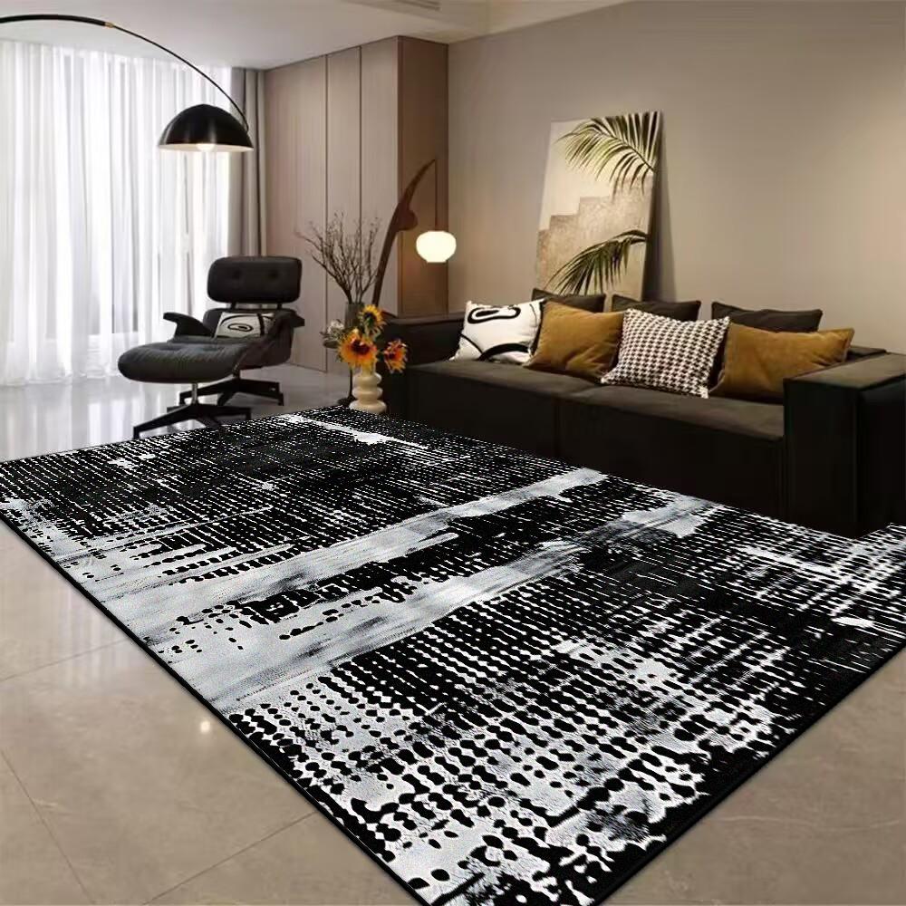 Nordic Style Black Large Carpet Non-slip Living Room Decoration Sofa Area Rug Easy Clean Coffee Table Mat Bedroom Lounge Rugs