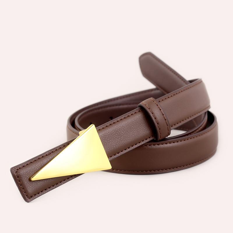 

Genuine Leather Womens Belt With Alloy Buckle For Casual Denim And Pants кавовий