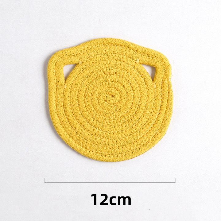 Hand-woven Cat Ear Coasters Creative Heat Insulation Non-slip Anti-scald Mat Japanese Simple Placemats Kitchen Useful Novelties