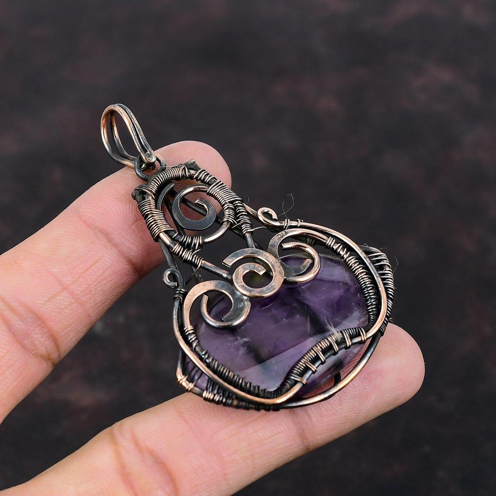 Star Amethyst Pendant Copper Wire Wrapped Jewelry Very Pretty Copper Pendant Gemstone Jewelry For Gift Handmade Pendant Wire Wrapped Pendant