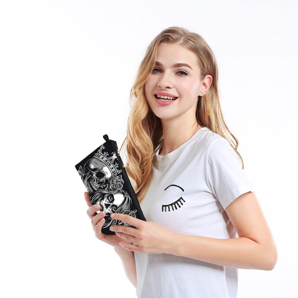 Storage Purse Makeup Bag Skull Pattern Makeup Pouch Small Cosmetic Bag  Men